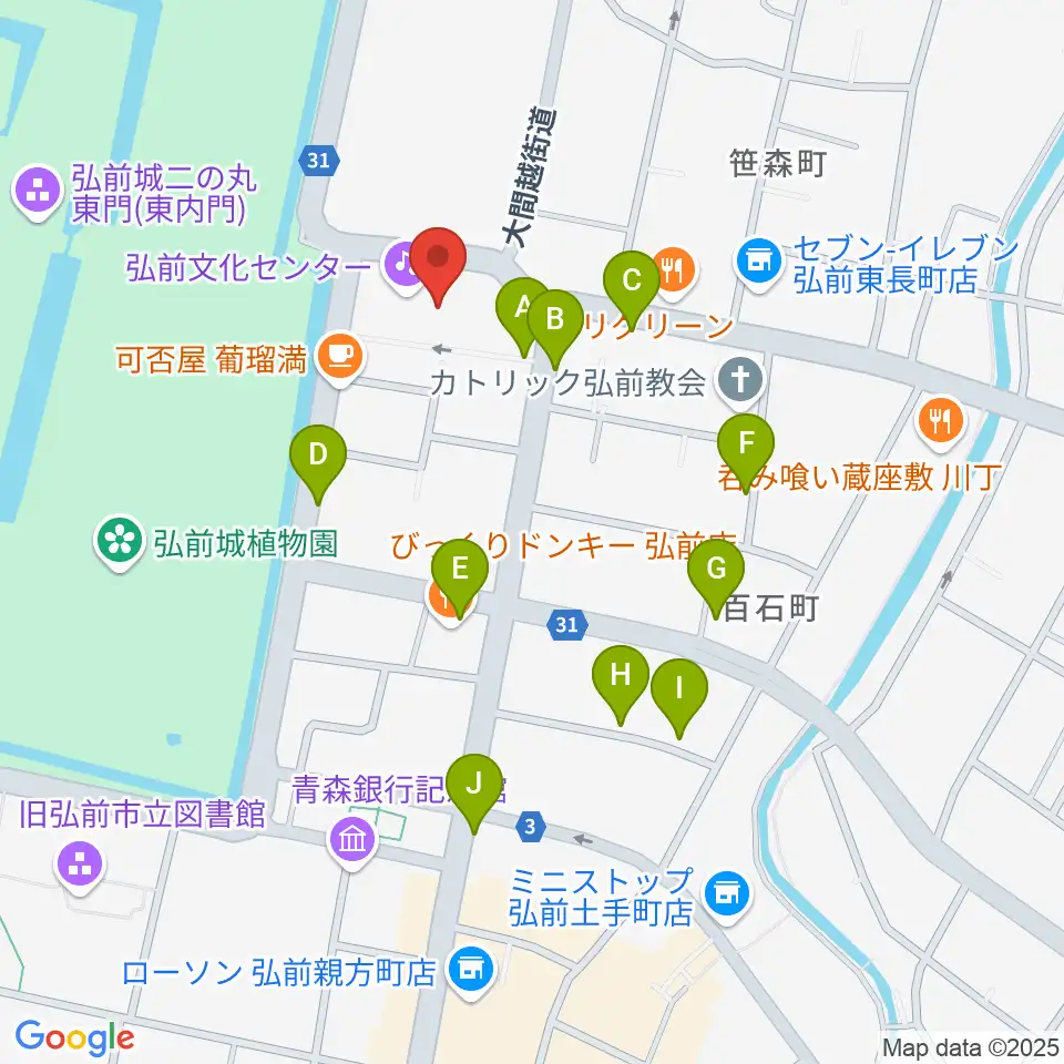 弘前文化センター周辺の駐車場・コインパーキング一覧地図