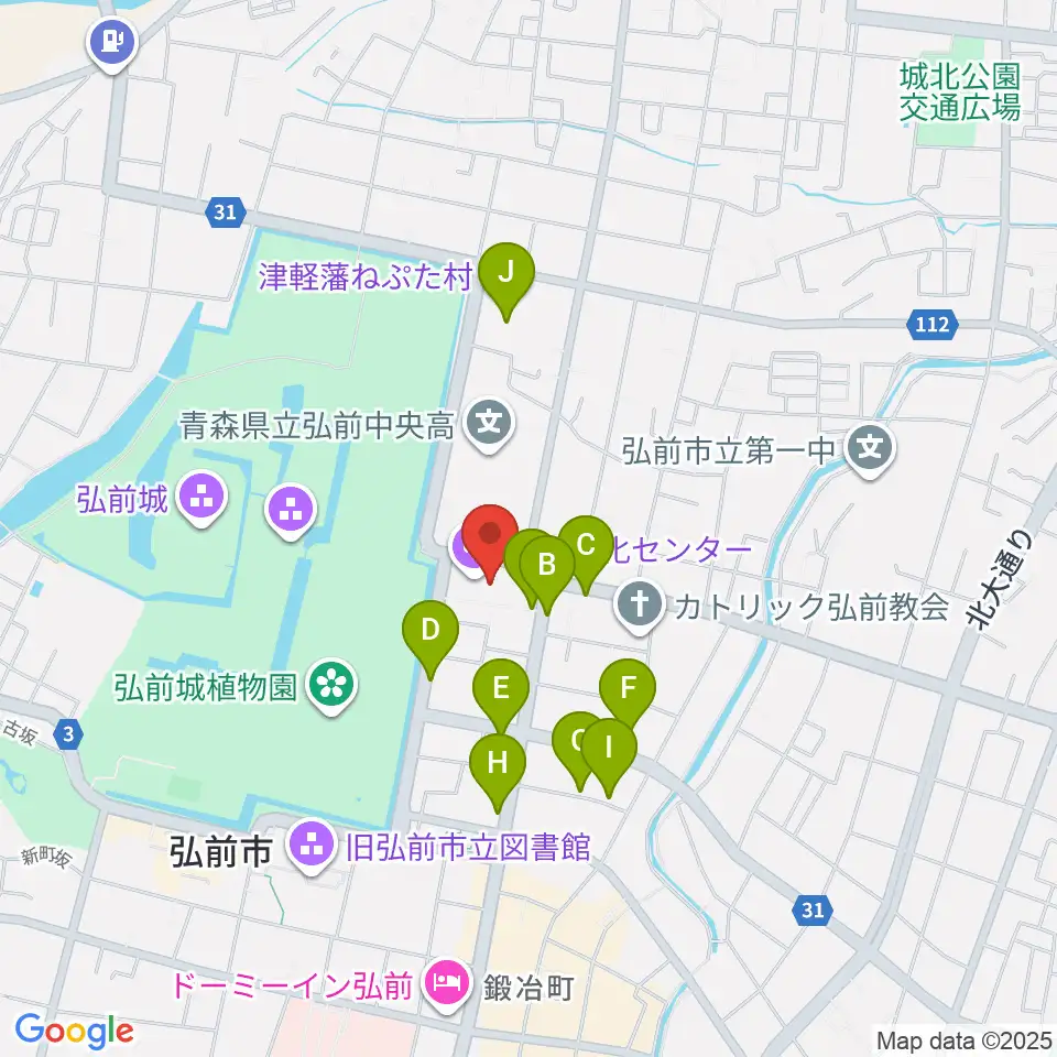 弘前文化センター周辺の駐車場・コインパーキング一覧地図