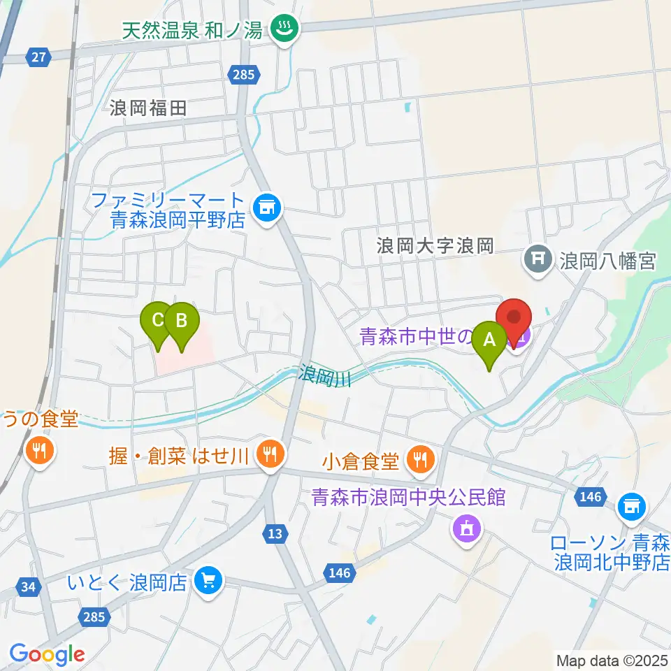 青森市中世の館周辺の駐車場・コインパーキング一覧地図