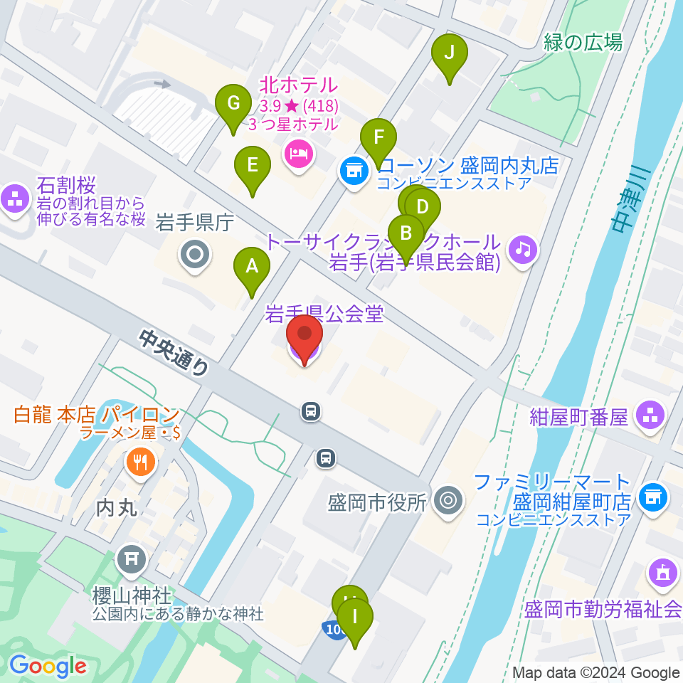 岩手県公会堂周辺の駐車場・コインパーキング一覧地図