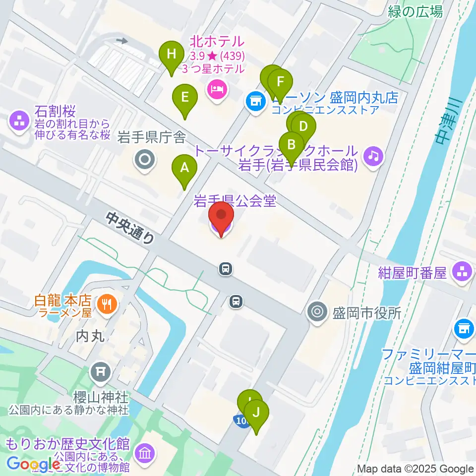 岩手県公会堂周辺の駐車場・コインパーキング一覧地図