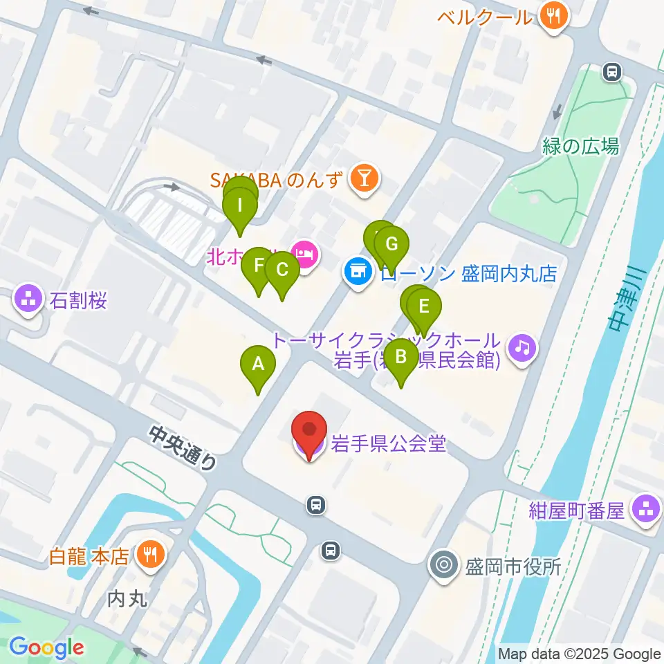 岩手県公会堂周辺の駐車場・コインパーキング一覧地図
