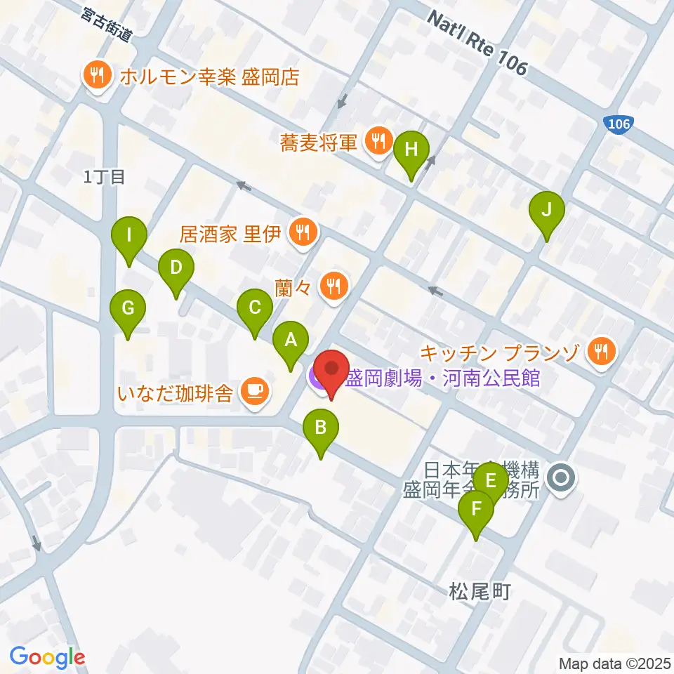 盛岡劇場・河南公民館周辺の駐車場・コインパーキング一覧地図