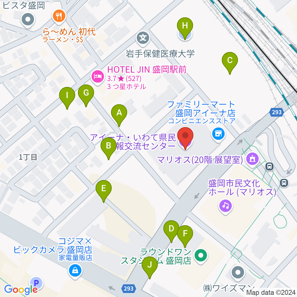 いわて県民情報交流センター アイーナ周辺の駐車場・コインパーキング一覧地図