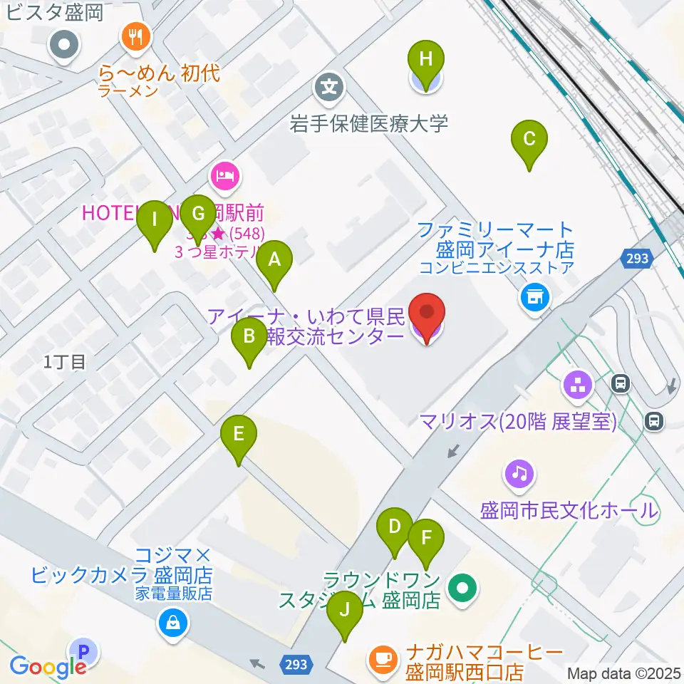いわて県民情報交流センター アイーナ周辺の駐車場・コインパーキング一覧地図