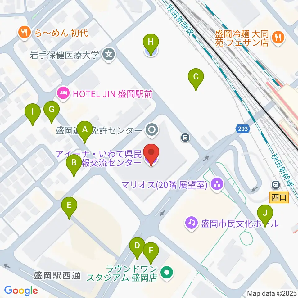 いわて県民情報交流センター アイーナ周辺の駐車場・コインパーキング一覧地図