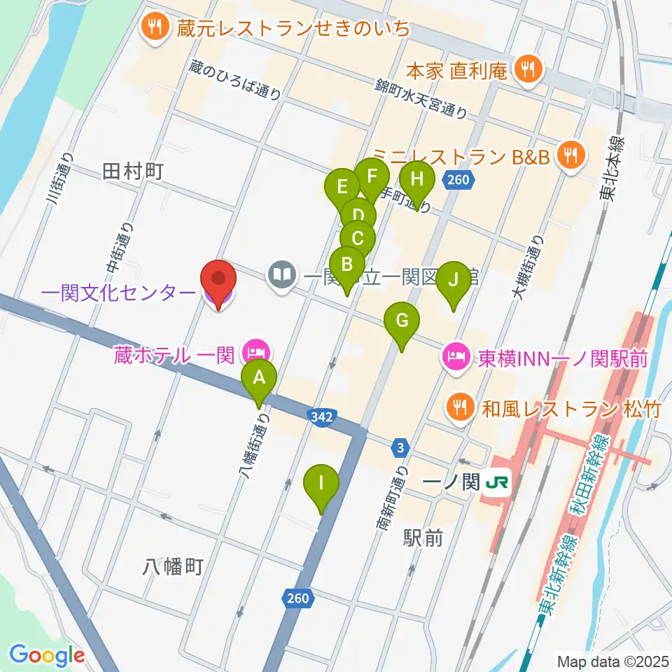 一関文化センター周辺の駐車場・コインパーキング一覧地図