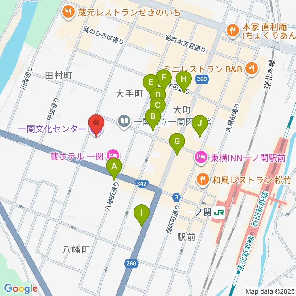 一関文化センター周辺の駐車場・コインパーキング一覧地図