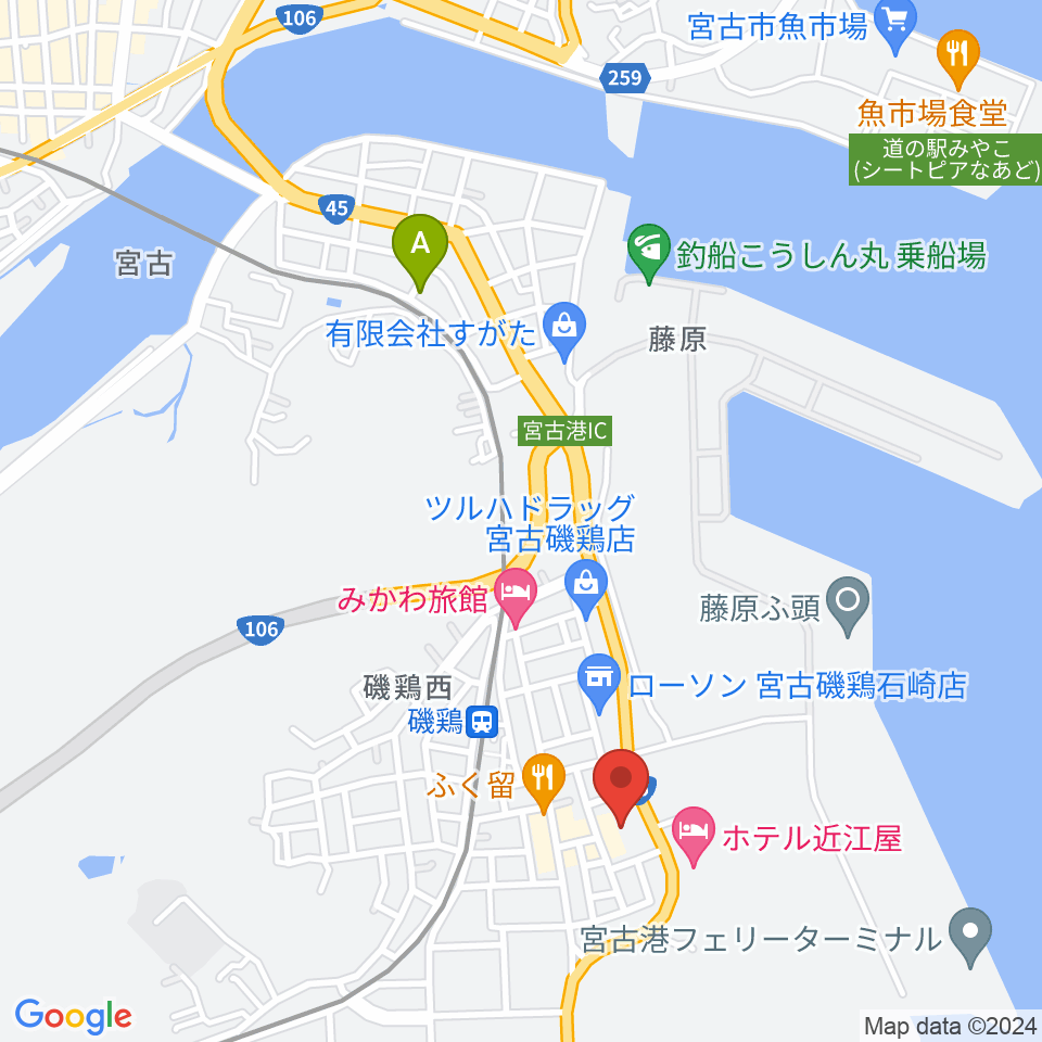 宮古市民文化会館周辺の駐車場・コインパーキング一覧地図