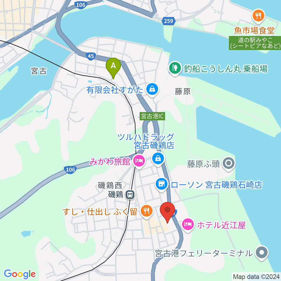 宮古市民文化会館周辺の駐車場・コインパーキング一覧地図