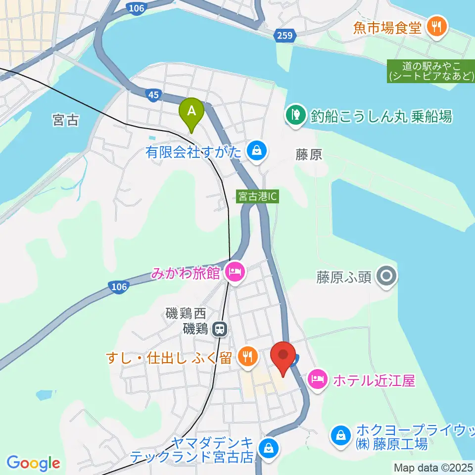 宮古市民文化会館周辺の駐車場・コインパーキング一覧地図
