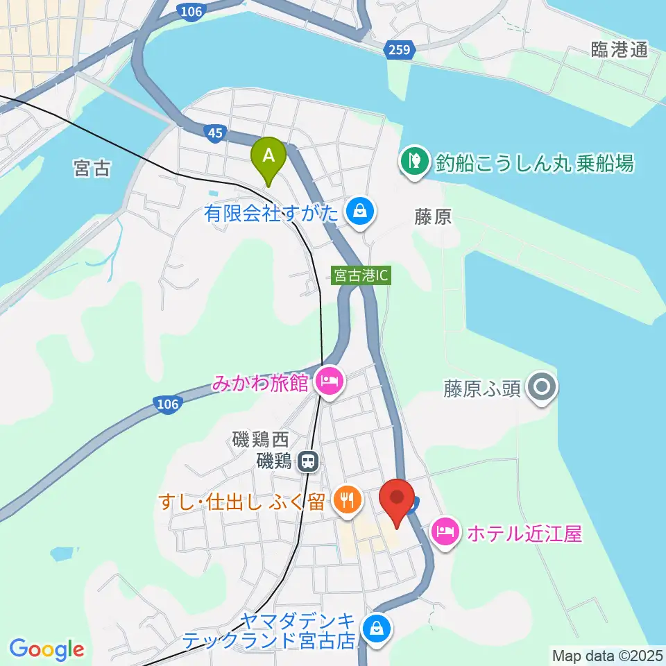 宮古市民文化会館周辺の駐車場・コインパーキング一覧地図