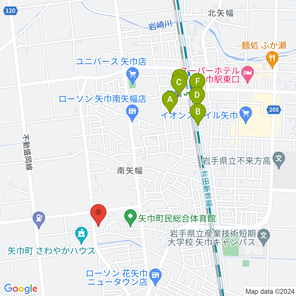 田園ホール 矢巾町文化会館周辺の駐車場・コインパーキング一覧地図