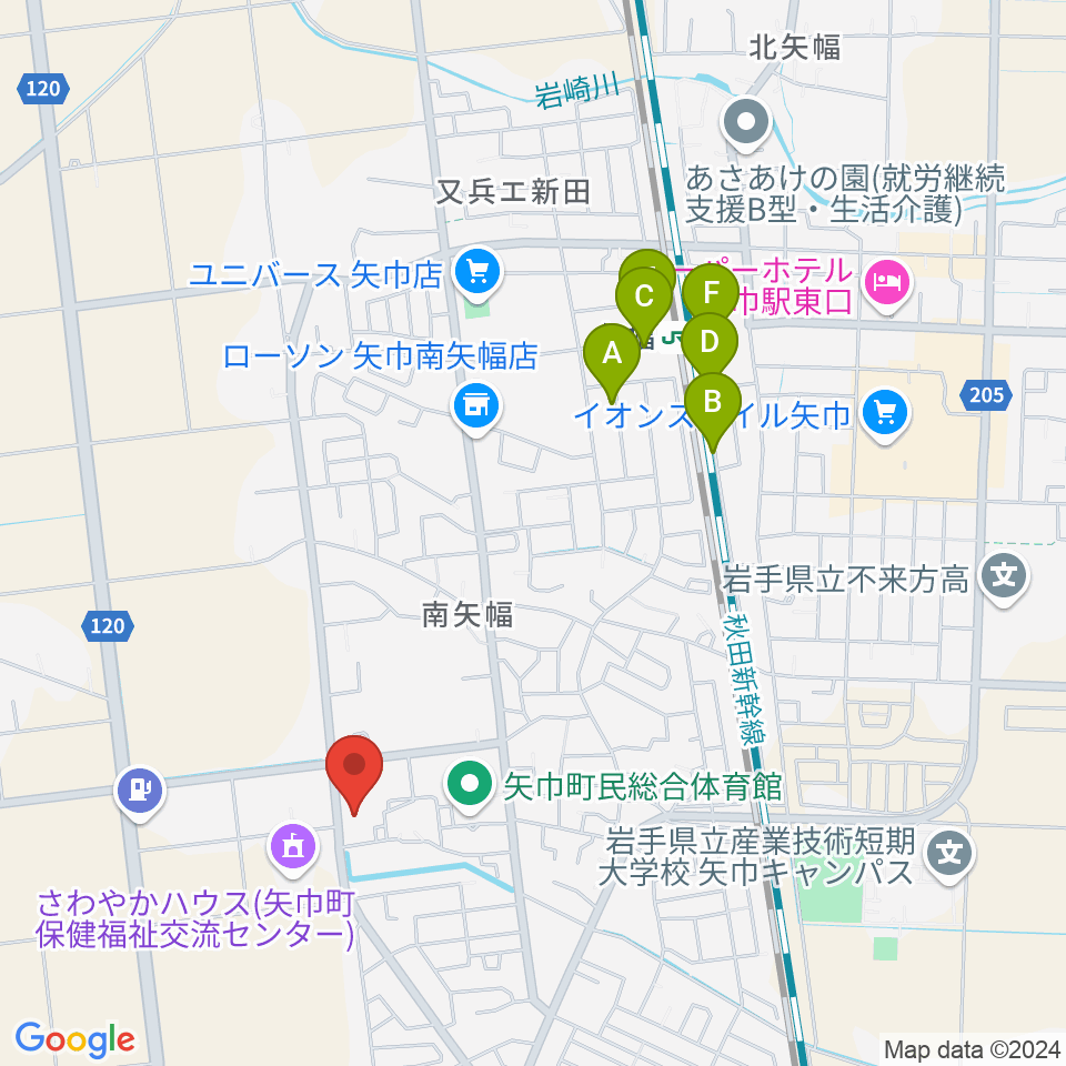 田園ホール 矢巾町文化会館周辺の駐車場・コインパーキング一覧地図