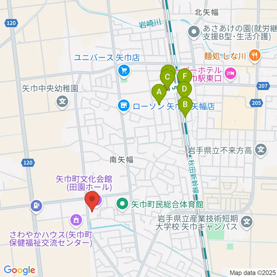 田園ホール 矢巾町文化会館周辺の駐車場・コインパーキング一覧地図