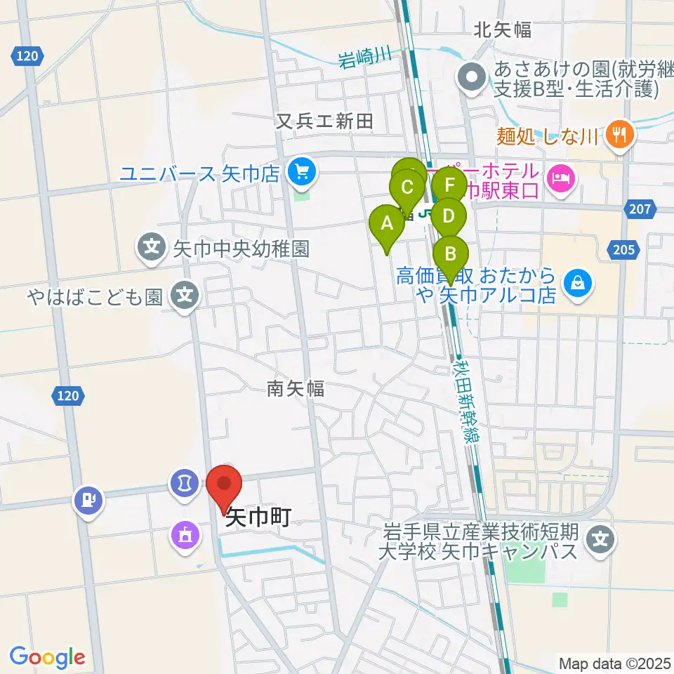 田園ホール 矢巾町文化会館周辺の駐車場・コインパーキング一覧地図