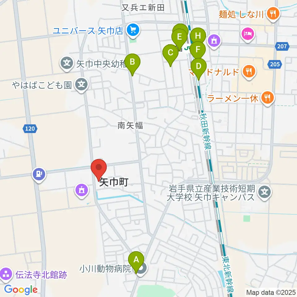 田園ホール 矢巾町文化会館周辺の駐車場・コインパーキング一覧地図