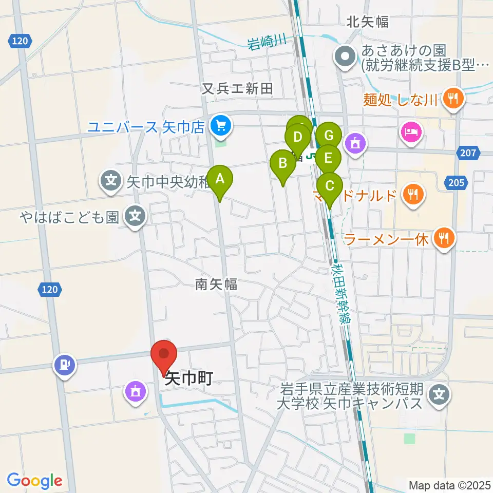 田園ホール 矢巾町文化会館周辺の駐車場・コインパーキング一覧地図