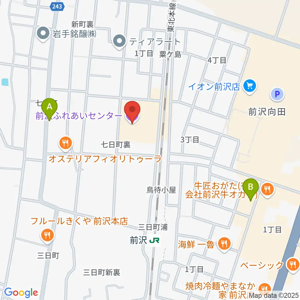 前沢ふれあいセンター周辺の駐車場・コインパーキング一覧地図