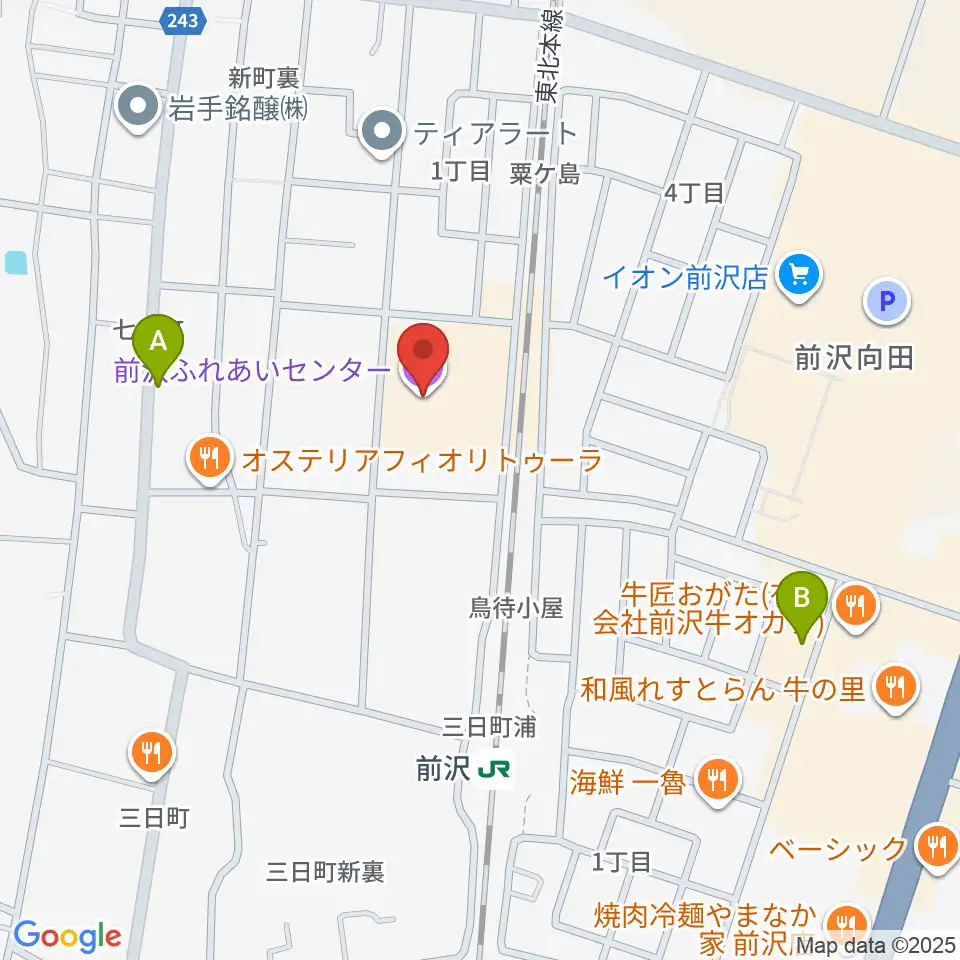 前沢ふれあいセンター周辺の駐車場・コインパーキング一覧地図