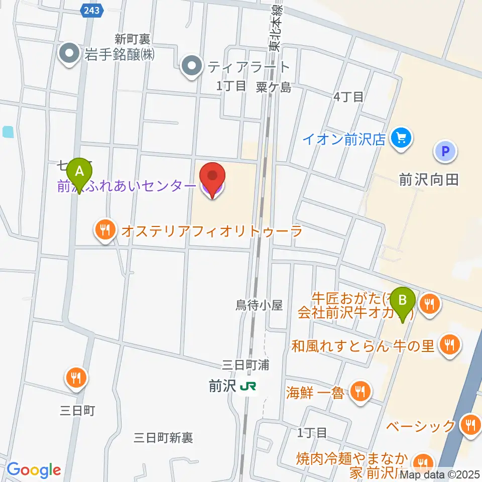 前沢ふれあいセンター周辺の駐車場・コインパーキング一覧地図