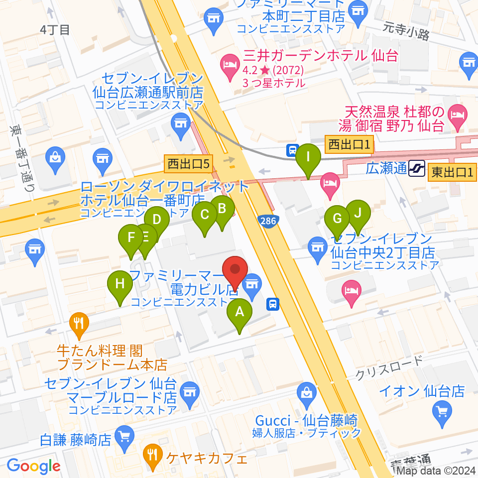 仙台電力ホール周辺の駐車場・コインパーキング一覧地図