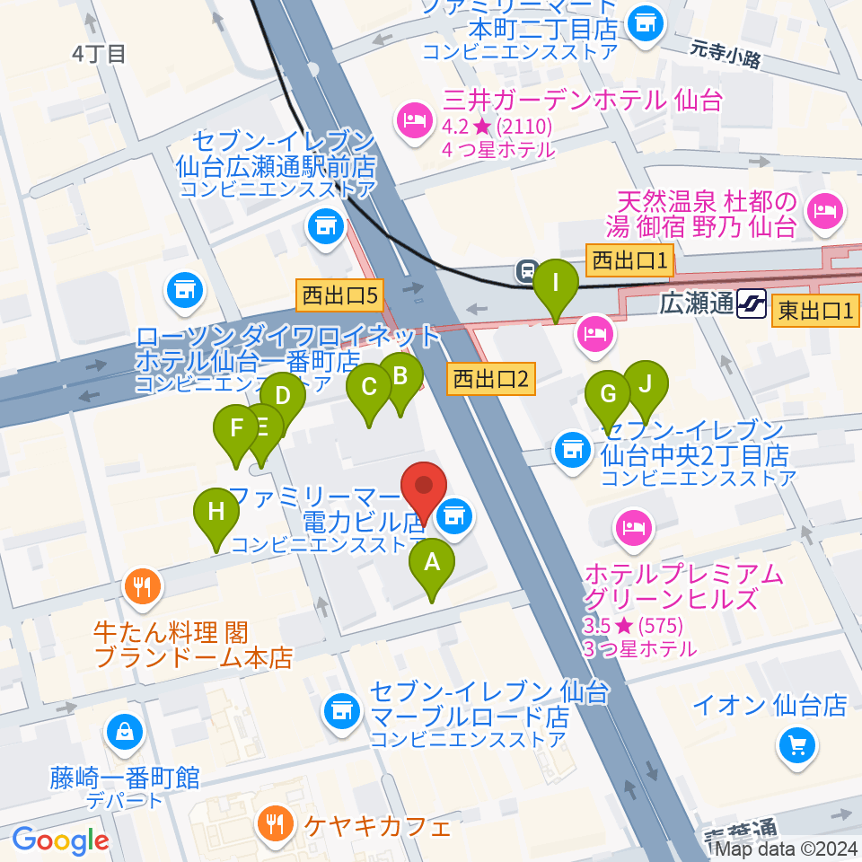 仙台電力ホール周辺の駐車場・コインパーキング一覧地図