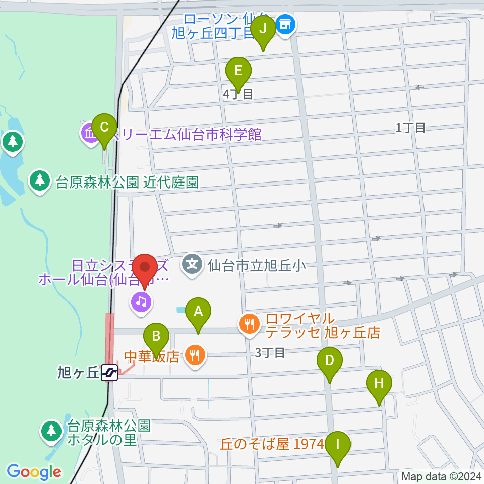 日立システムズホール仙台周辺の駐車場・コインパーキング一覧地図