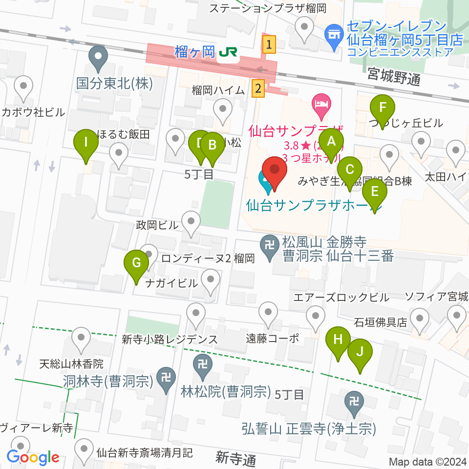 仙台サンプラザホール周辺の駐車場・コインパーキング一覧地図