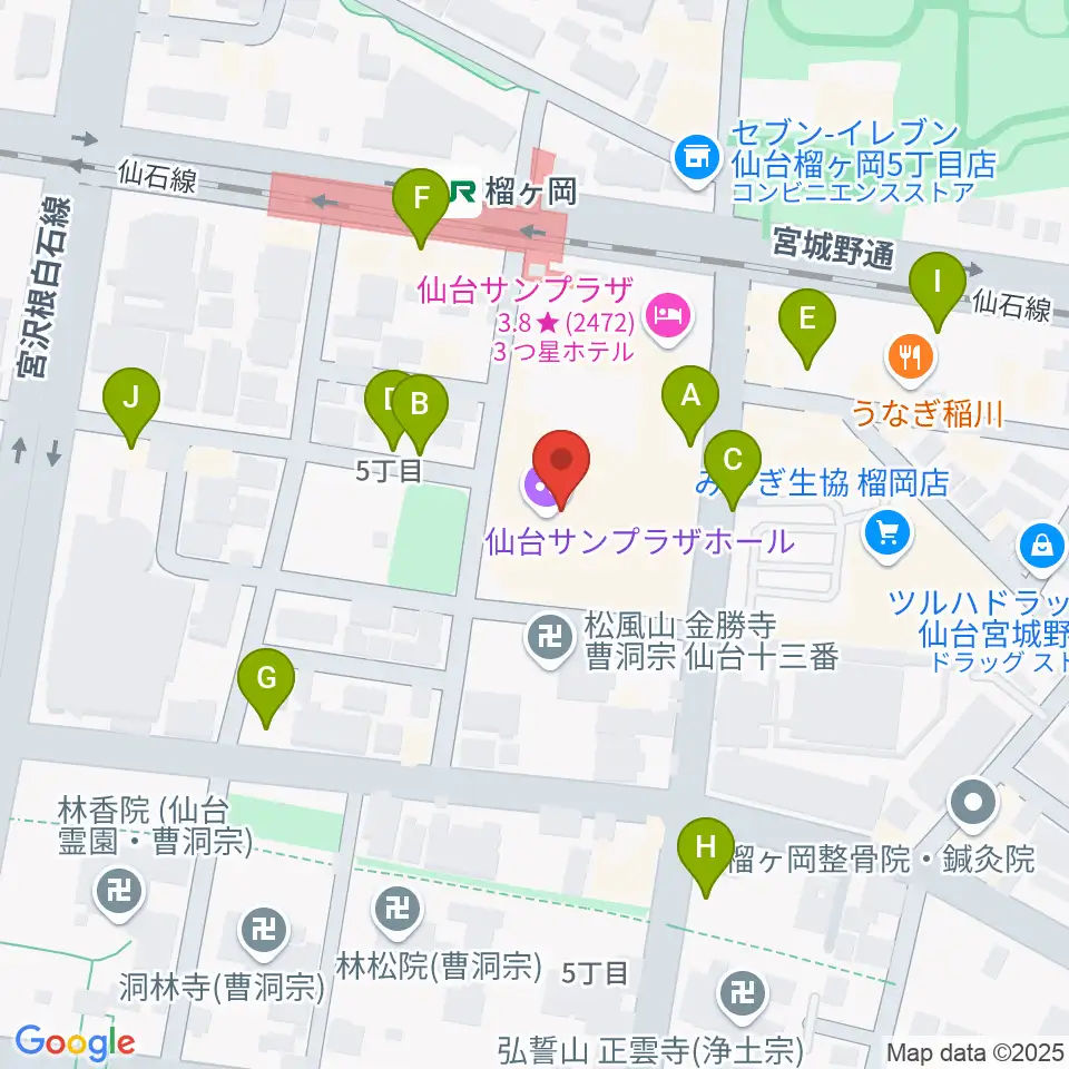 仙台サンプラザホール周辺の駐車場・コインパーキング一覧地図