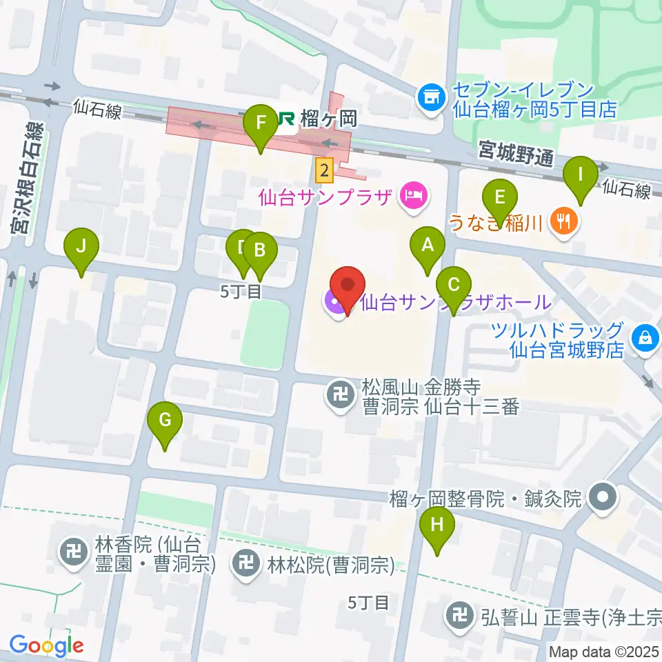 仙台サンプラザホール周辺の駐車場・コインパーキング一覧地図