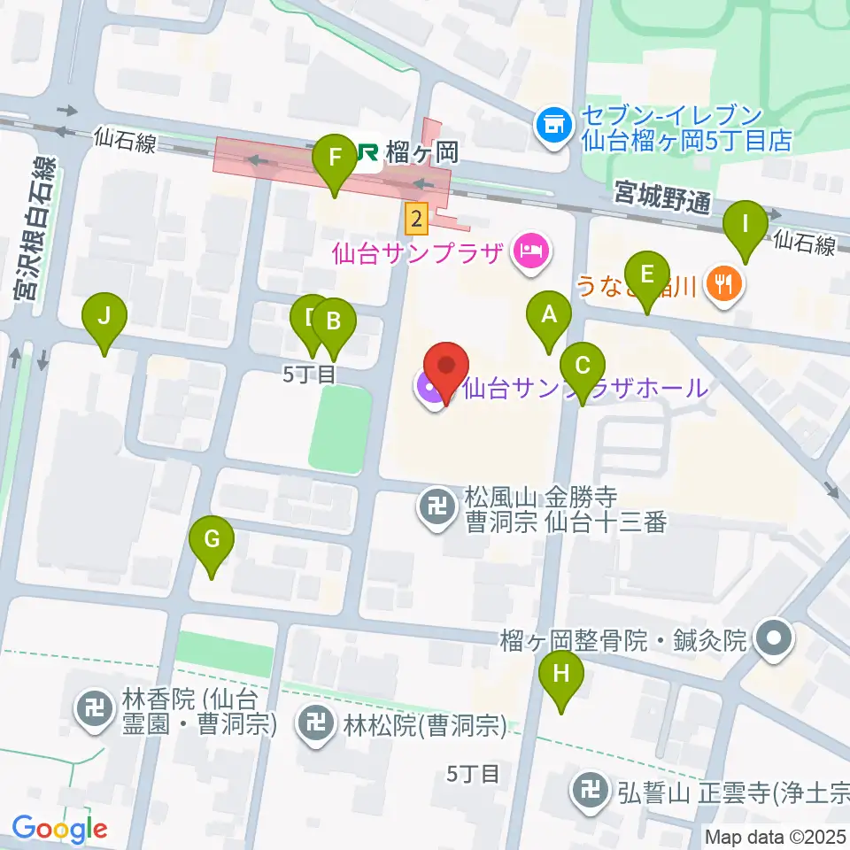 仙台サンプラザホール周辺の駐車場・コインパーキング一覧地図