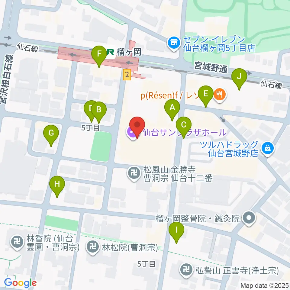 仙台サンプラザホール周辺の駐車場・コインパーキング一覧地図