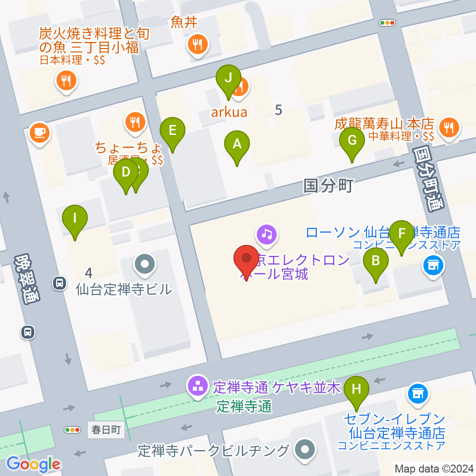 東京エレクトロンホール宮城周辺の駐車場・コインパーキング一覧地図