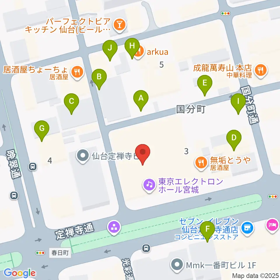 東京エレクトロンホール宮城周辺の駐車場・コインパーキング一覧地図