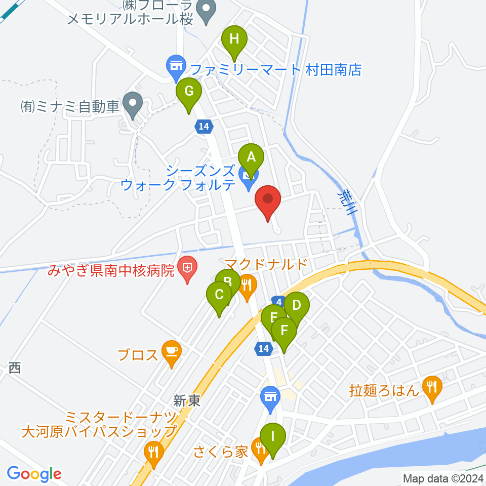 えずこホール仙南芸術文化センター周辺の駐車場・コインパーキング一覧地図