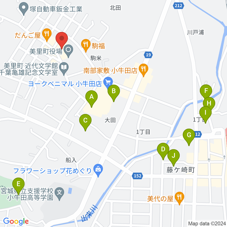 美里町文化会館周辺の駐車場・コインパーキング一覧地図