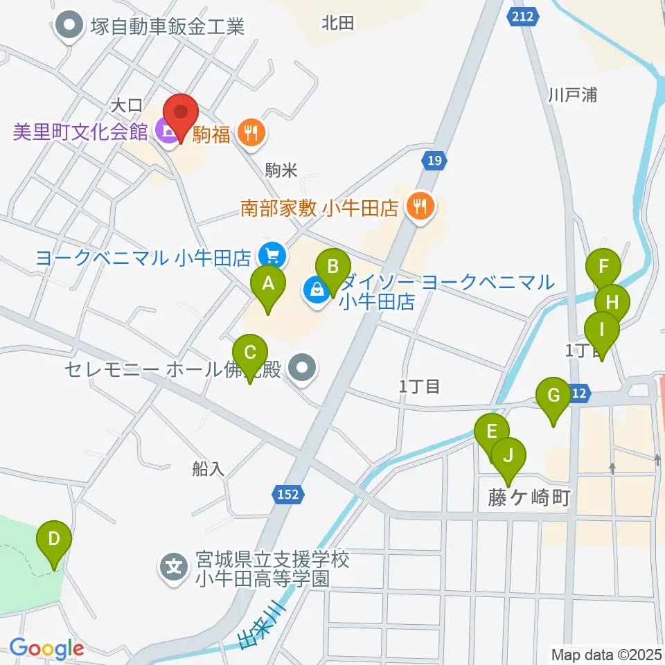 美里町文化会館周辺の駐車場・コインパーキング一覧地図