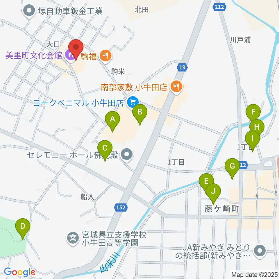 美里町文化会館周辺の駐車場・コインパーキング一覧地図