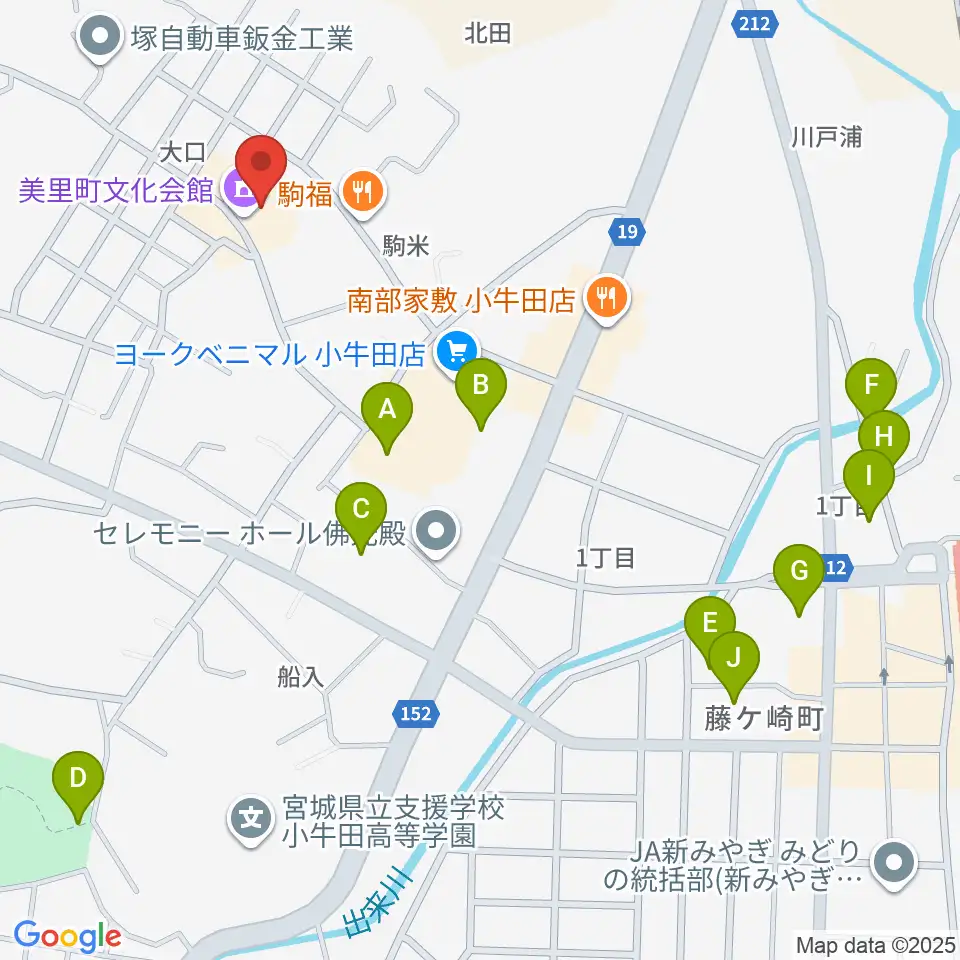 美里町文化会館周辺の駐車場・コインパーキング一覧地図
