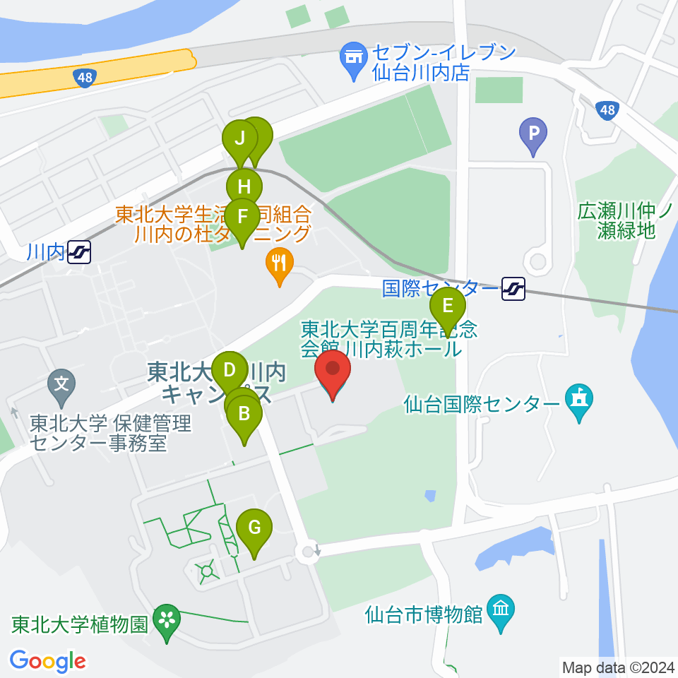 東北大学百周年記念会館 川内萩ホール周辺の駐車場・コインパーキング一覧地図