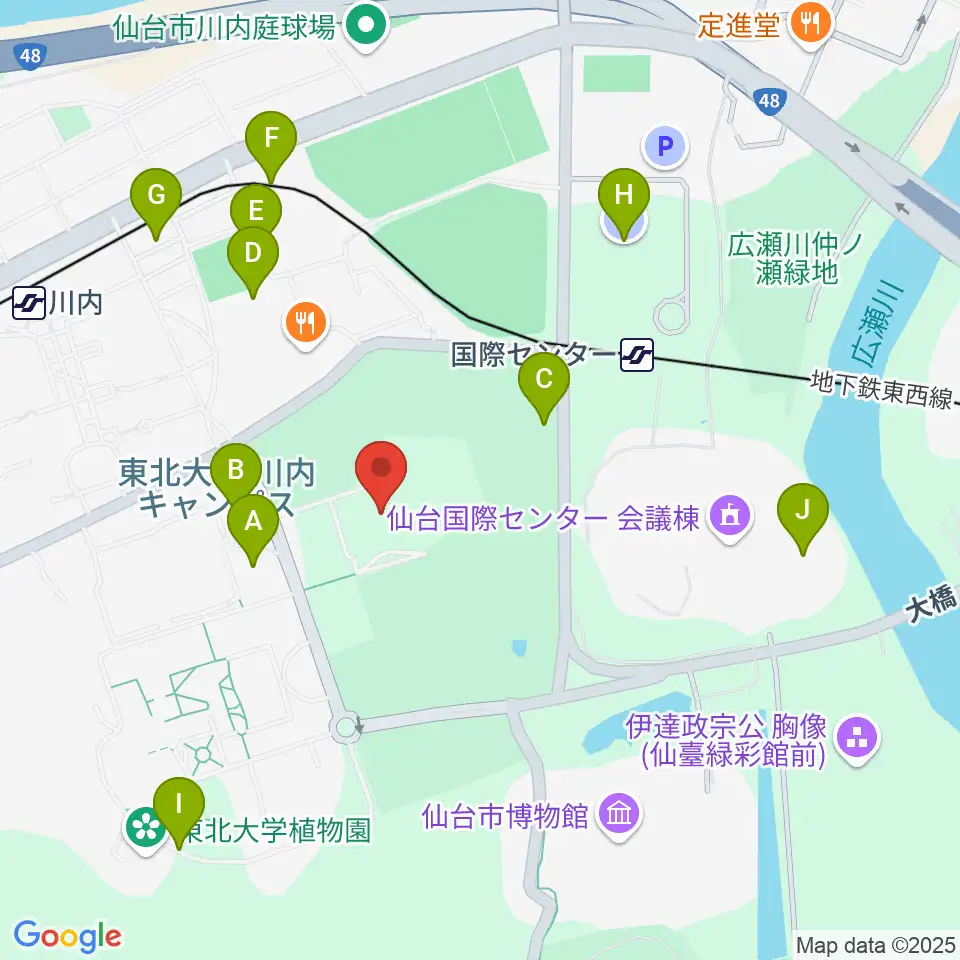 東北大学百周年記念会館 川内萩ホール周辺の駐車場・コインパーキング一覧地図