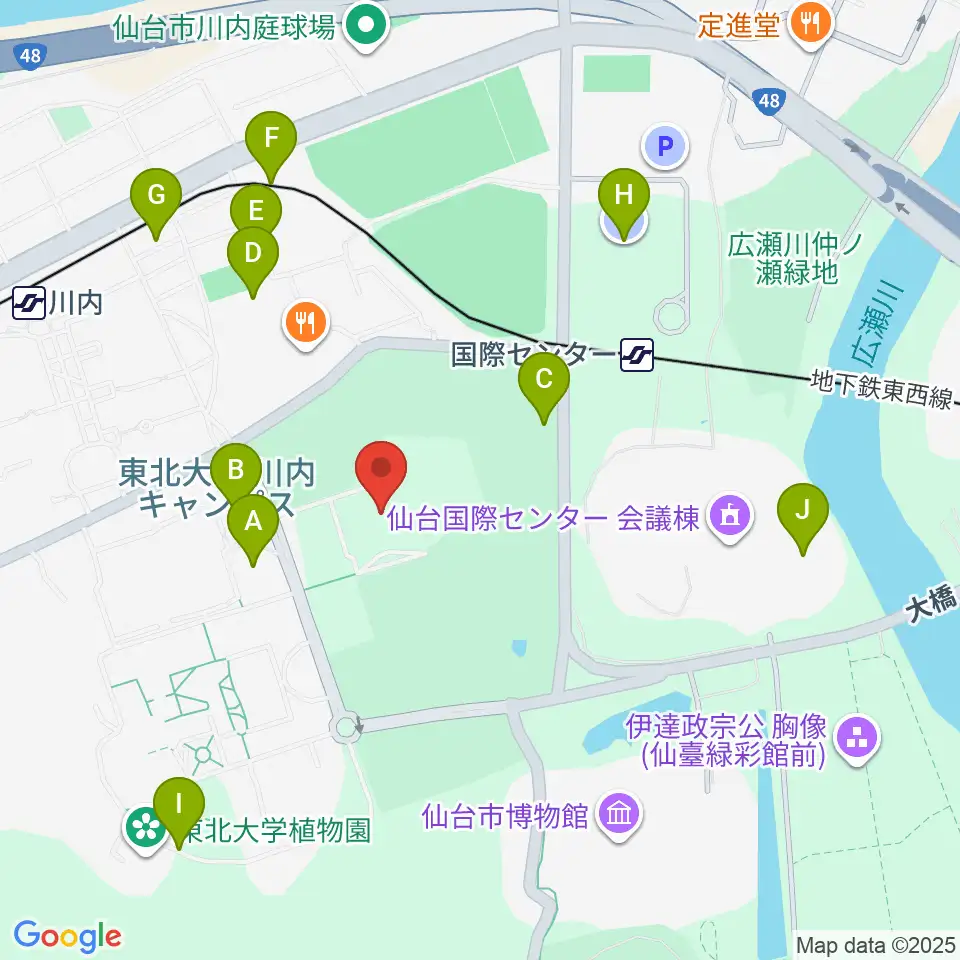 東北大学百周年記念会館 川内萩ホール周辺の駐車場・コインパーキング一覧地図