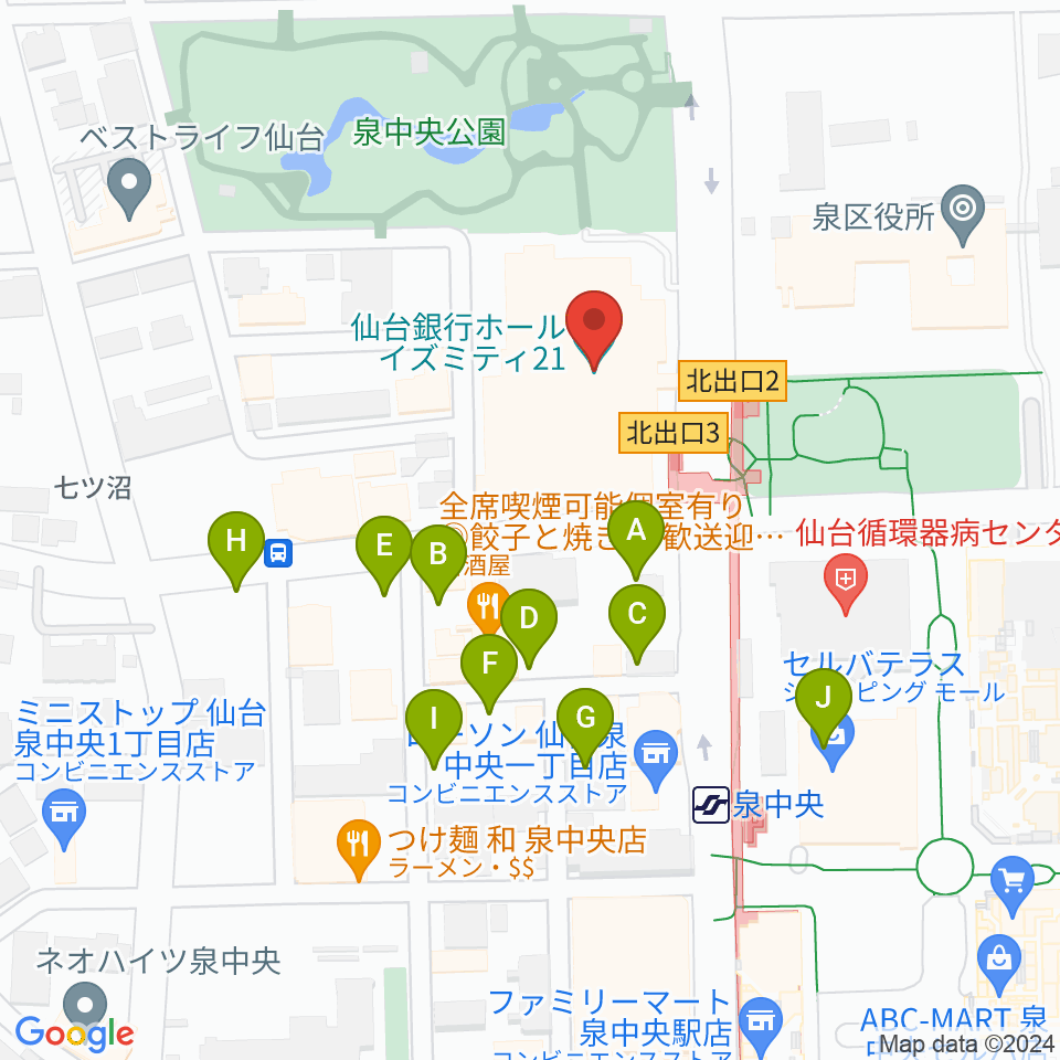 仙台銀行ホール イズミティ21周辺の駐車場・コインパーキング一覧地図