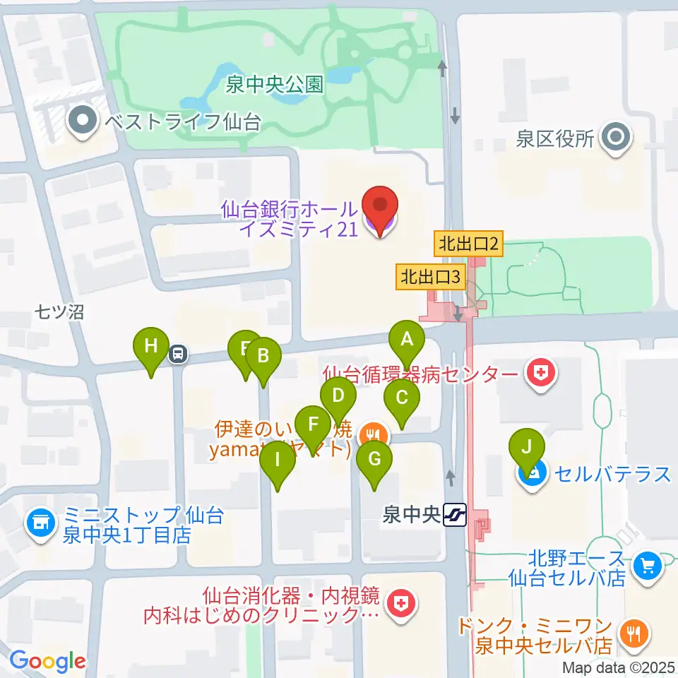 仙台銀行ホール イズミティ21周辺の駐車場・コインパーキング一覧地図