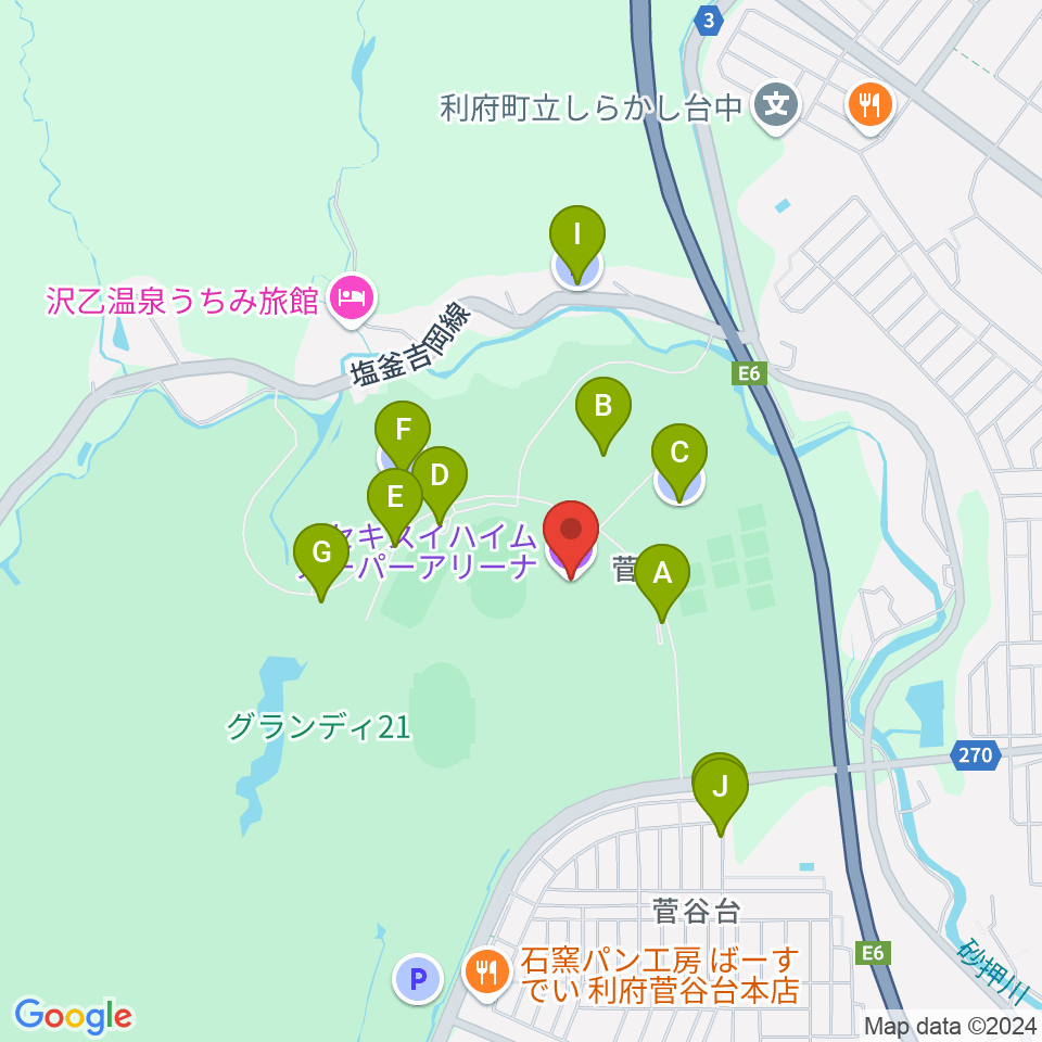 宮城セキスイハイムスーパーアリーナ周辺の駐車場・コインパーキング一覧地図