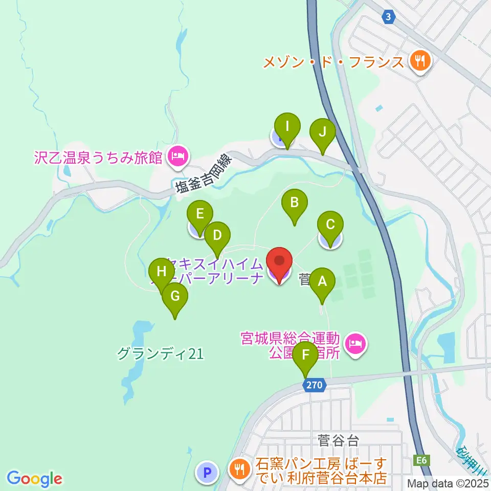 セキスイハイムスーパーアリーナ周辺の駐車場・コインパーキング一覧地図