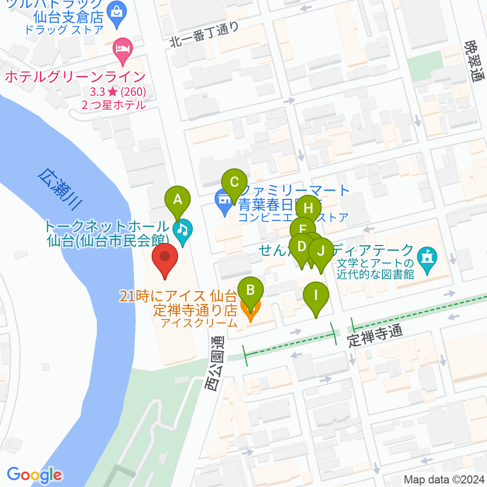 トークネットホール仙台周辺の駐車場・コインパーキング一覧地図