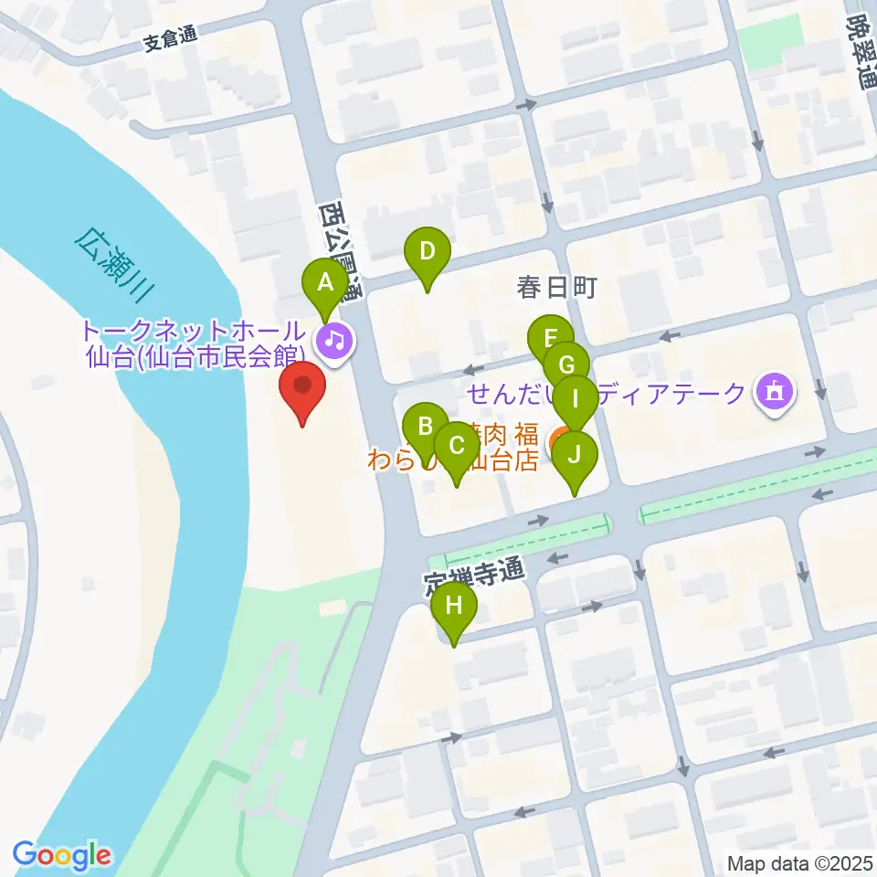トークネットホール仙台周辺の駐車場・コインパーキング一覧地図