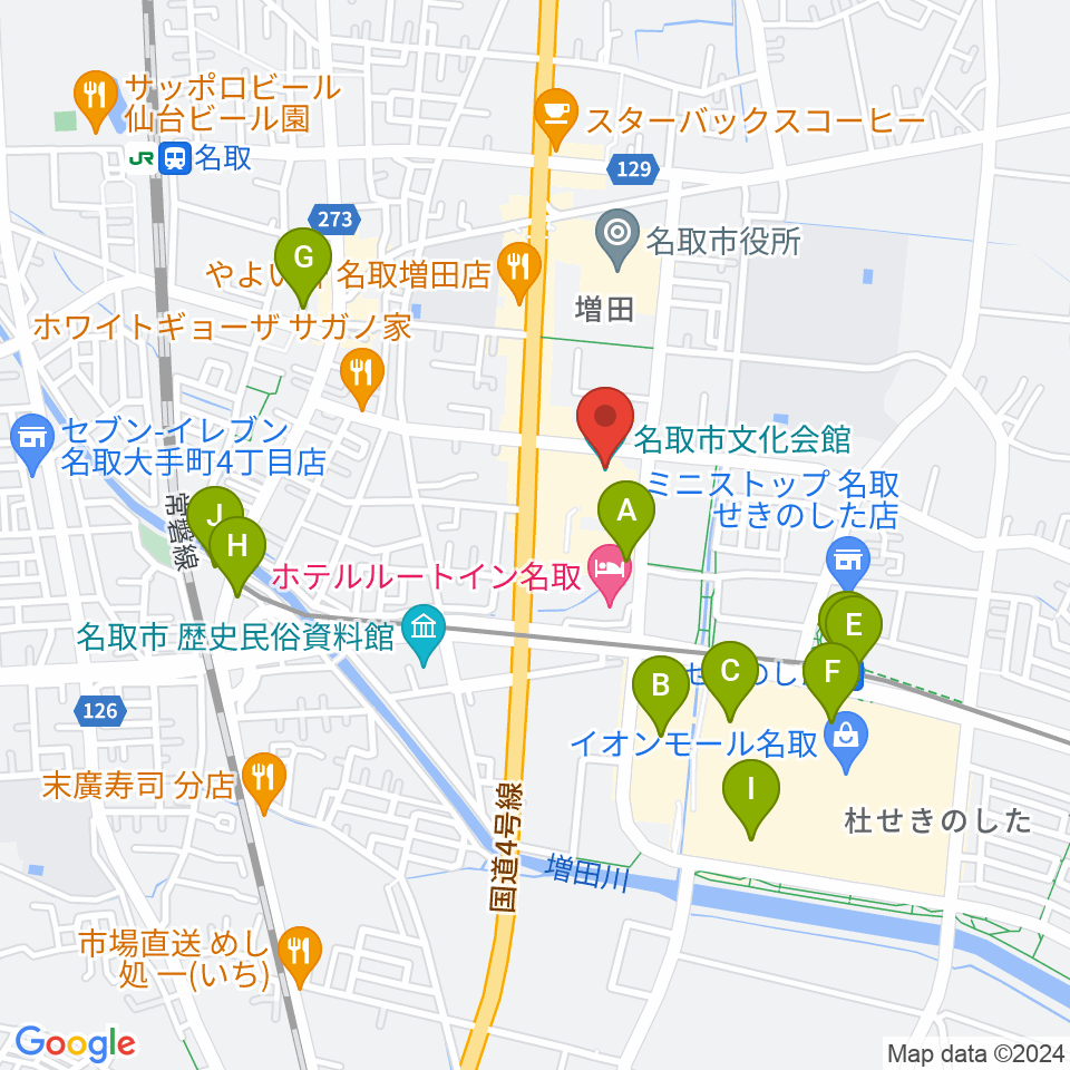 名取市文化会館周辺の駐車場・コインパーキング一覧地図